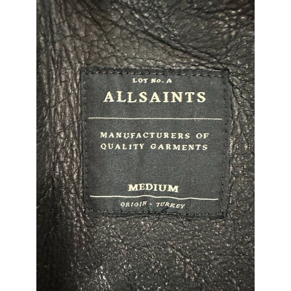 All Saints Black Shearling Leather Jacket - Picture 5 of 7